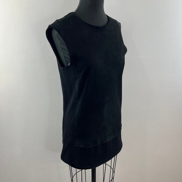 Costume National Black Mixed Media 44 Panel Top Suede/ Crew Neck Sleeveless - Picture 3 of 10